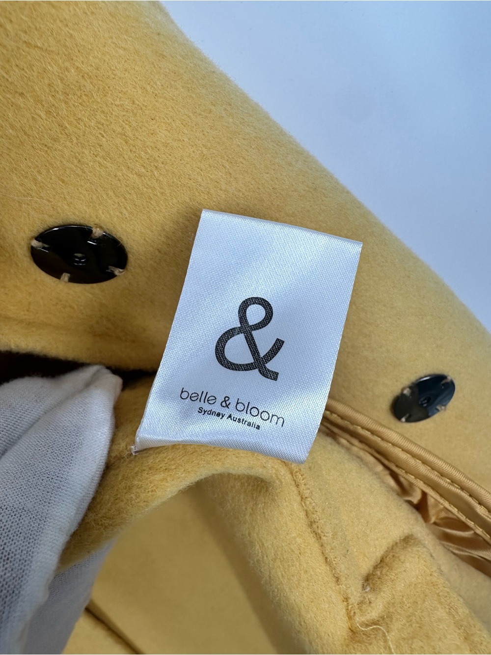 Belle & Bloom Wool Blend Peacock Oversized Mustard Yellow Coat Jacket - Picture 15 of 16